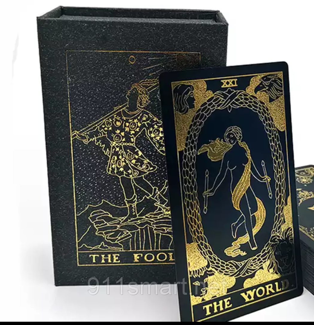 Таро Вейта Пластик (Universal tarot) Золоті на чорному.