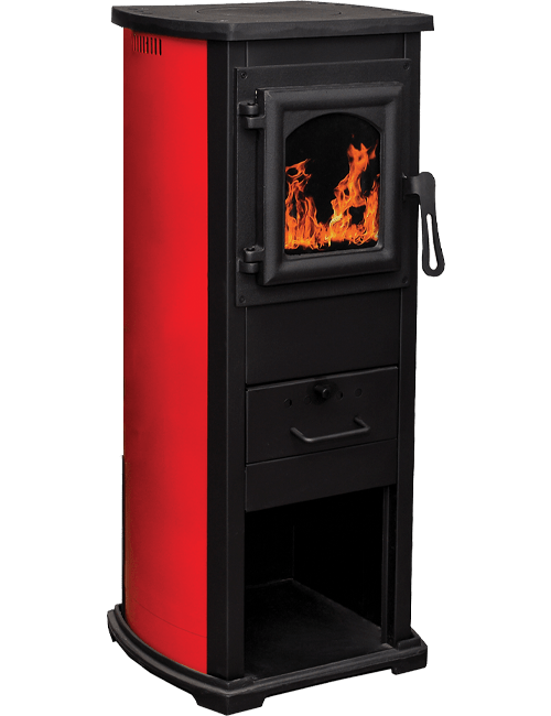 Піч Termo Sistem KLASIK LUX із котлової сталі бордо 7 кВт опалювально варильна для дому та дачі