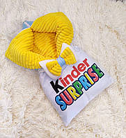 Теплый конверт трансформер "Киндер" для новорожденных, флис + плюша, голубой + желтый