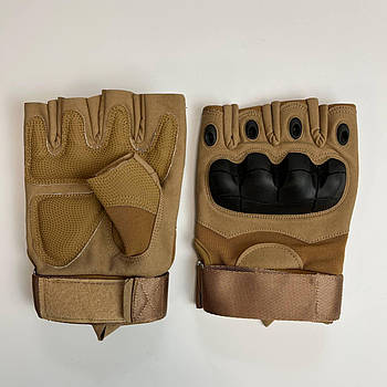 Тактичні Військові Рукавички безпалі Coyote Армійські рукавички з відкритими пальцями Gloves HF для ЗСУ M/L/XL