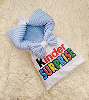 Теплый конверт трансформер "Киндер" для новорожденных, флис + плюша, белый + голубой