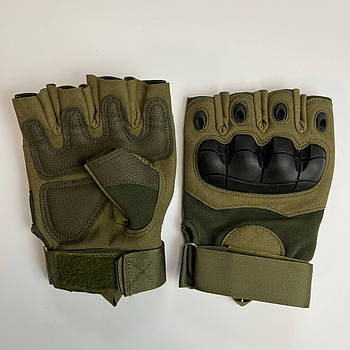 Рукавички Тактичні Військові безпалі Olive Армійські рукавички з відкритими пальцями Gloves HF для ЗСУ S/M/L