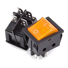 Перемикач клавішний КП-2и-220В 4 контакти, 2 положення з фіксацією "вкл-викл", з підсвічуванням, жовтий, фото 3