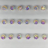 Сережки з кристалами Хамелеон оправа "Корона" d-7мм (ціна за пару)