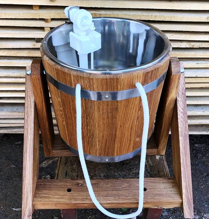 Відро - водоспад дуб зі вставкою з нержавійки 15л для сауни лазні, фото 1