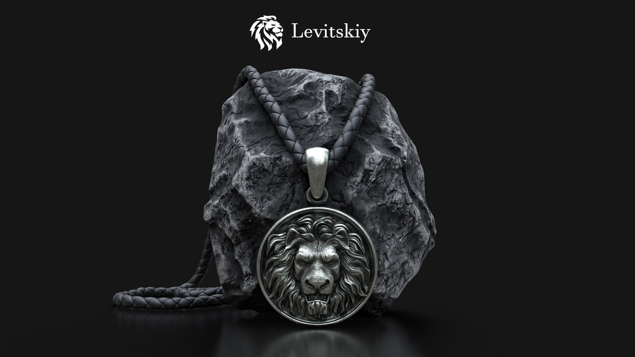 Срібна підвіска лев
