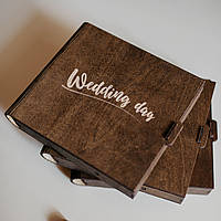 Деревянная коробочка для фото 15х10 с отсеком для флешки