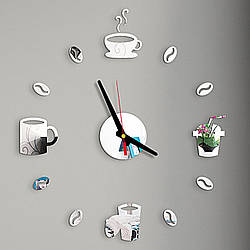 Настінний 3D годинник "Brunch" — безкаркасний акриловий настінний 3Д-годинник, самоклейний, діаметр 38 см