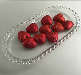 Таця для сервірування «Прозоре Серце» овал скляний 24,5х13х2,5 см