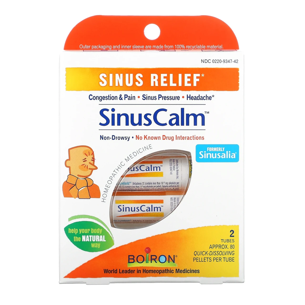 Boiron, SinusCalm Sinus Relief, 2 Tubes, Approx. 80 Quick-Dissolving Pallets Per Tube Киев - фото 1 - id-p1655802887