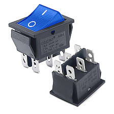 Перемикач клавішний КП-45и-220В 6 контактів, 2 положення з фіксацією "вкл-вкл", з підсвічуванням синій, фото 3