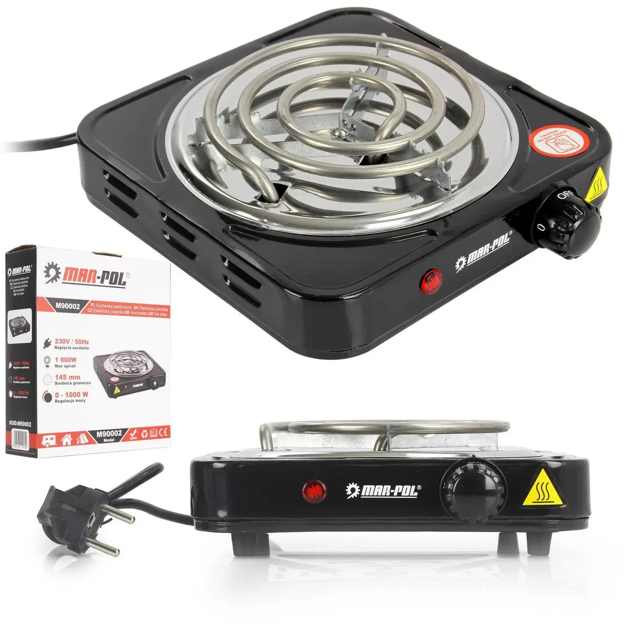 Електроплита спіральна MAR-POL M90002 ( 1 конфорка, потужність 1000 Вт)