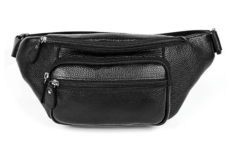 Шкіряна чоловіча сумка бананка classic А03-КТ-4002 Чорна, фото 1