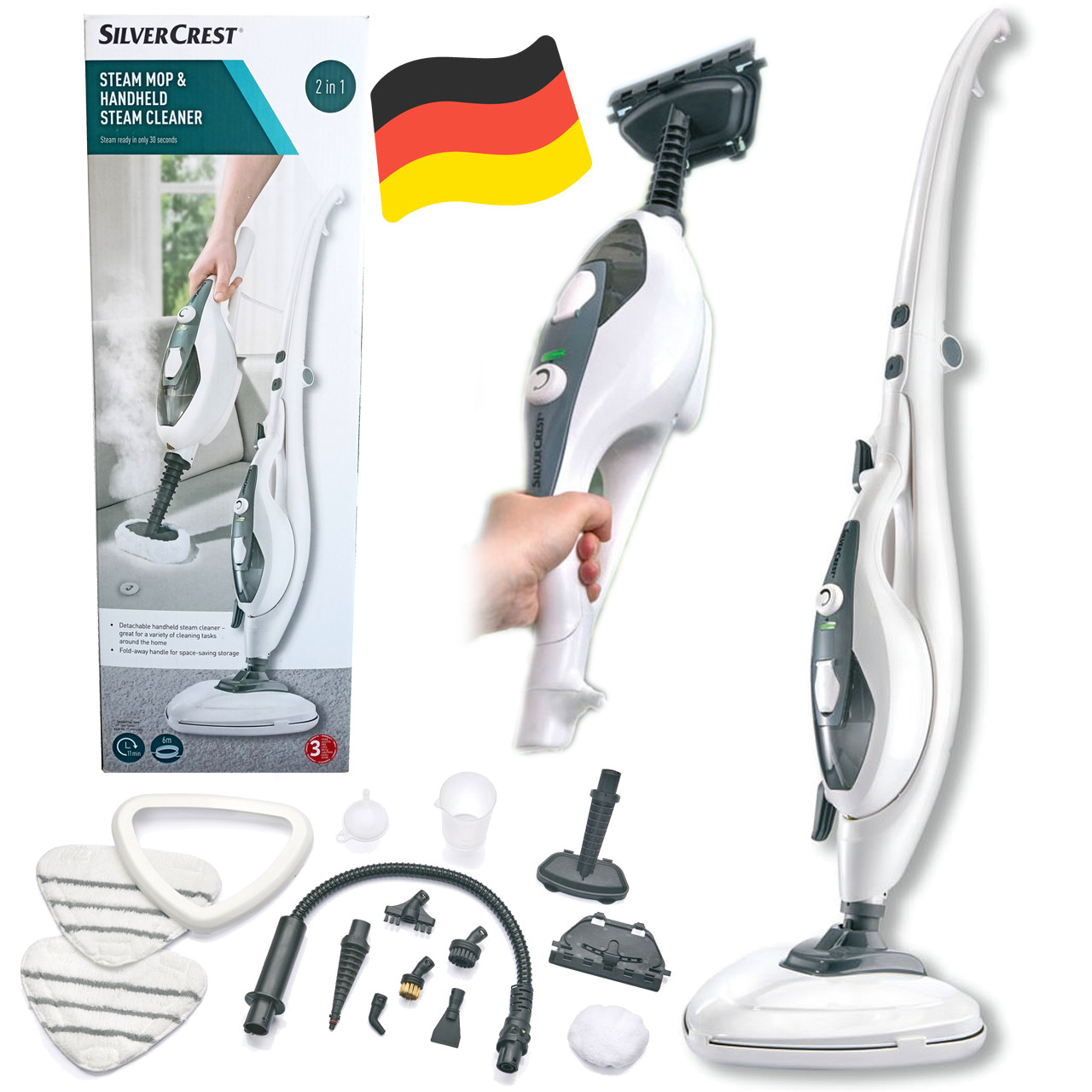 Пароочисник, парова швабра SilverCrest SDM 1500 D3 2в1 (1500 Вт, 350 мл, Німеччина), фото 1