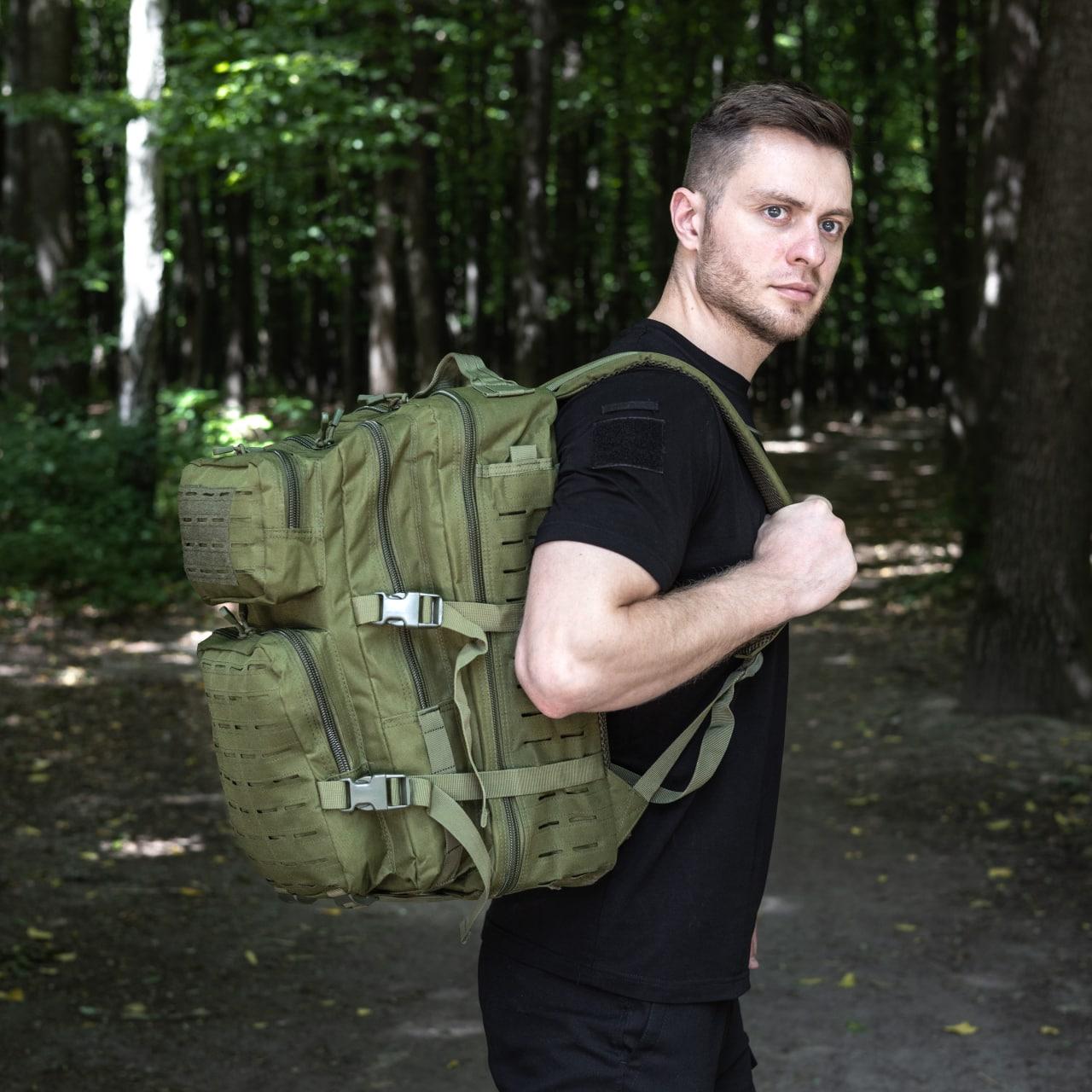 Тактический рюкзак 36л Хаки Warrior Laser Cut 36L Военный Рюкзак на 36 литров Штурмовой Армейский Рюкзак Олива - фото 2 - id-p1655853826