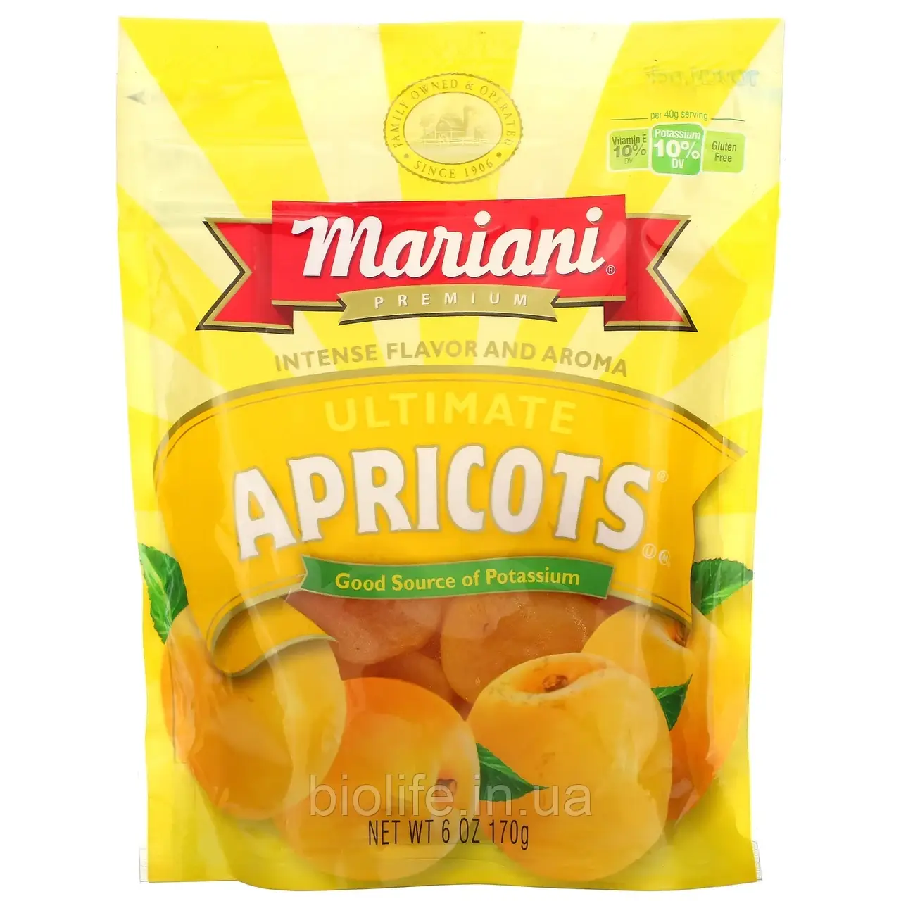 Mariani Dried Fruit, Premium, Ultimate Apricots, 6 oz ( 170 g) MFN-31479, оригінал, фото 1