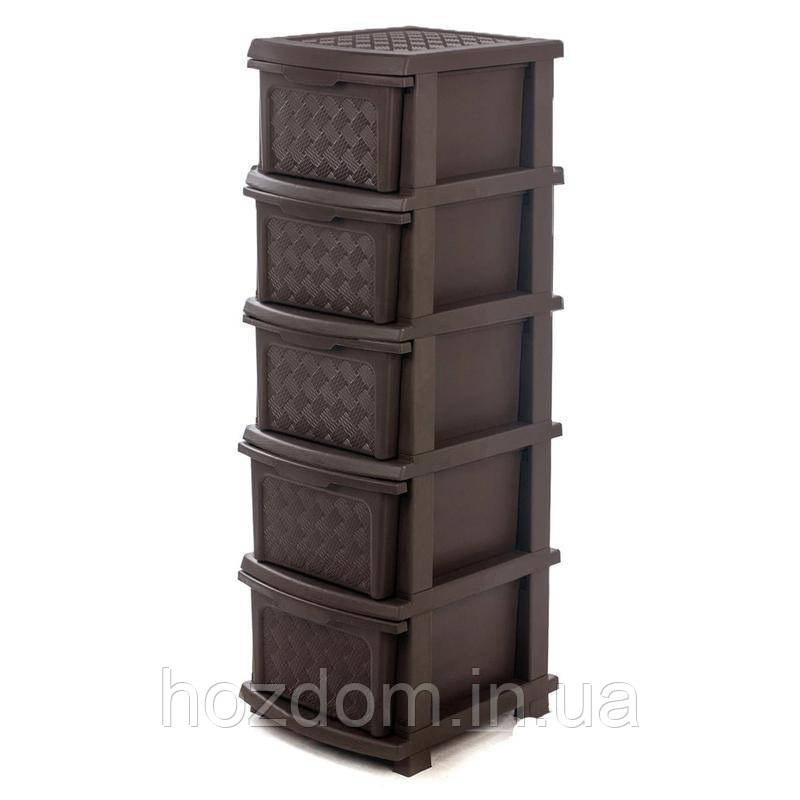 Пластиковий комод із суцільними шухлядами 5 ярусів 106х40х34, фото 1