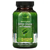 Irwin Naturals, Active-Cleanse and Probiotics, с алоэ и трифалой, 60 мягких желатиновых капсул с жидкостью в в