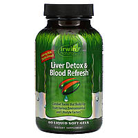 Irwin Naturals, Liver Detox & Blood Refresh, добавка для очистки печени и крови, 60 капсул с жидкостью в в