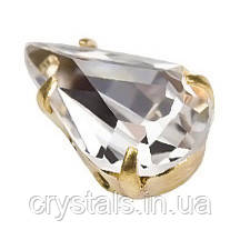 Краплі в ланцюгах Preciosa (Чехія) 13x7,8 мм Crystal/золото, фото 1