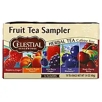 Celestial Seasonings, Fruit Tea Sampler, травяной чай, без кофеина, 5 вкусов, 18 чайных пакетиков, весом 40 г