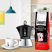 Кофеварка гейзерная Bialetti New Moka Induction Black (черная) на 4 чашки (150 мл.)