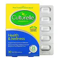 Culturelle, Пробиотики, здоровье и хорошее самочувствие, 15 миллиардов КОЕ, 30 вегетарианских капсул для в в