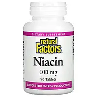 Natural Factors, ниацин, 100 мг, 90 таблеток Днепр