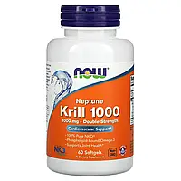 NOW Foods, Крилевый жир Neptune Krill 1000, двойная эффективность, 1000 мг, 60 мягких желатиновых капсул в в