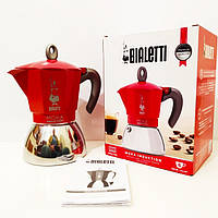 Кофеварка гейзерная Bialetti New Moka Induction Red (красная) на 6 чашек (280 мл.)