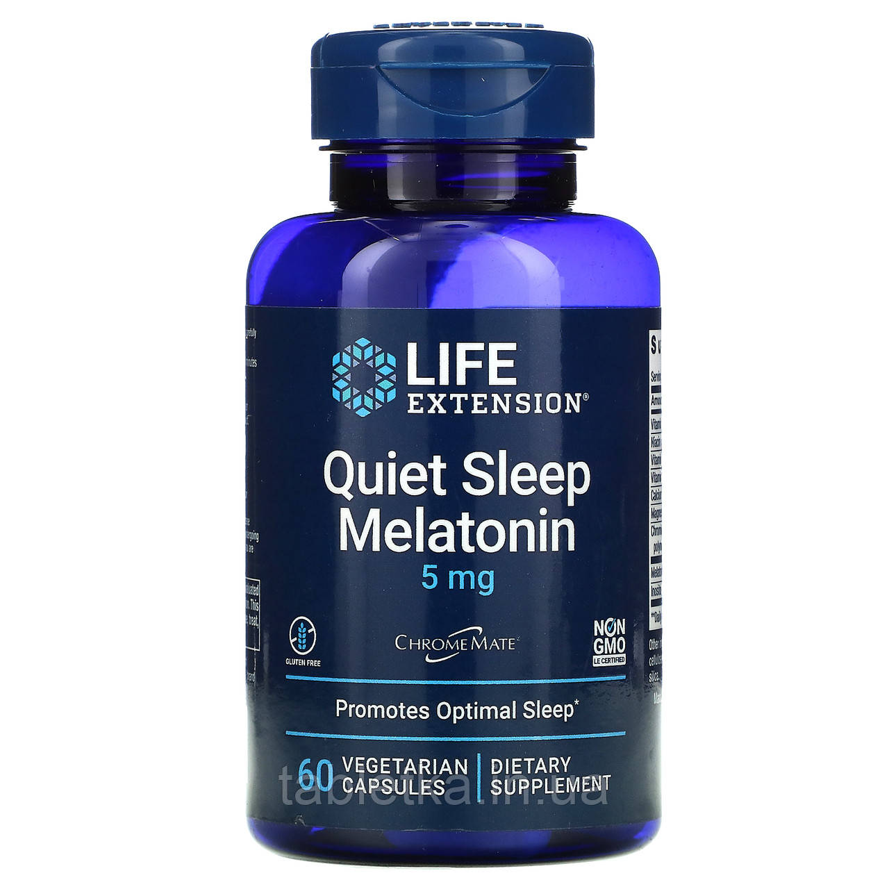 Life Extension, Quiet Sleep, мелатонін, 5 мг, 60 рослинних капсул Київ