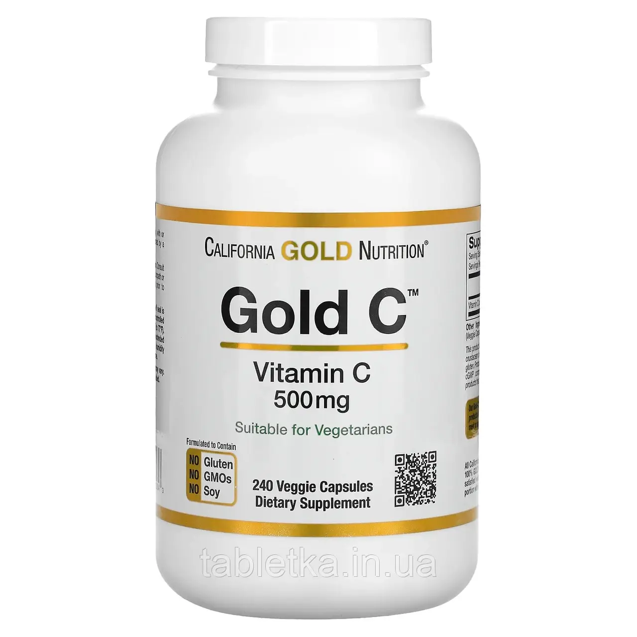 California Gold Nutrition, Gold C, вітамін C 500 мг, 240 рослинних капсул Київ