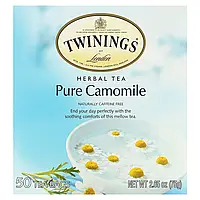 Twinings, травяной чай, чистая ромашка, без кофеина, 50 чайных пакетиков, 75 г (2,65 унции) Днепр