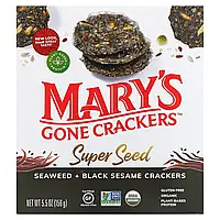 Mary's Gone Crackers, Super Seed, зерновые крекеры, водоросли и черный кунжут, 155 г (5,5 унции) Днепр