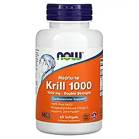 NOW Foods, Крилевый жир Neptune Krill 1000, двойная эффективность, 1000 мг, 60 мягких желатиновых капсул Днепр