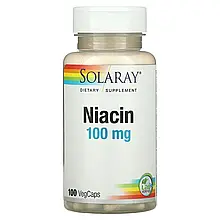 Solaray, Ніацин, 100 мг, 100 рослинних капсул