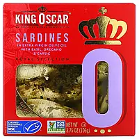 King Oscar, Sardines In Extra Virgin Olive Oil with Basil, Oregano & Garlic, 3.75 oz ( 106 g) Днепр