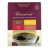 Teeccino, Пробник обжаренного травяного чая, 4 вкуса, без кофеина, 12 чайных пакетиков, 72 г (2,54 унции) в в