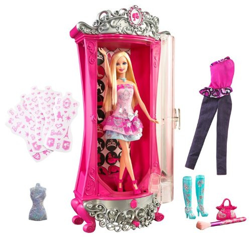 Набір Чарівний Шафа з одягом Барбі 45 см + лялька Барбі / Barbie A Fashion Fairytale Glitterizer Playset