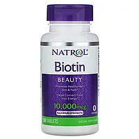 Natrol, біотин, максимальна сила дії, 10 000 мкг, 100 таблетки NTL-05396 Київ