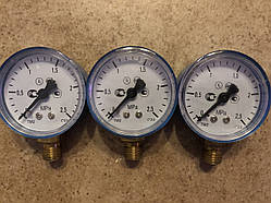 Манометр кисневий 2,5 МПа (25 Атм, кгс/см2) Ф50 мм М12х1,5 з радіальним штуцером (виробництво Китай)