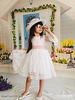 Нарядное белое платье на девочку подростка 10- 13 лет без шляпы