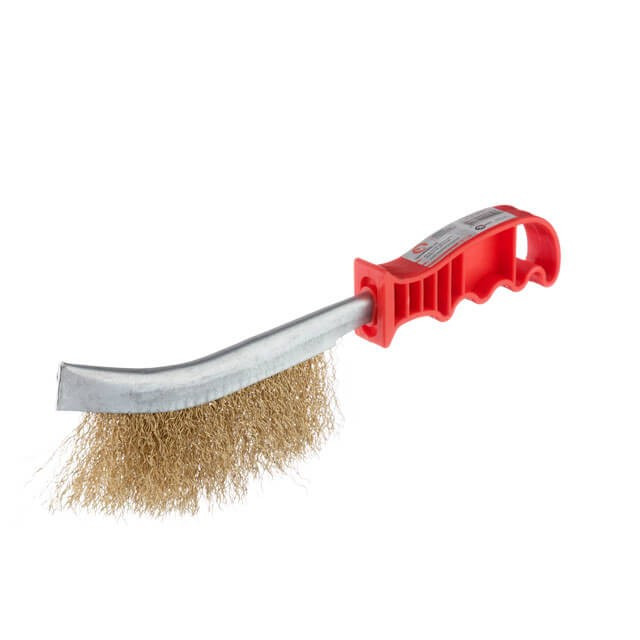Щітка дротяна універсальна, рифлений дріт, вкритий латунню, пластикова рукоятка INTERTOOL BT-0001, фото 1