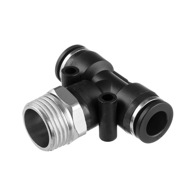 З'єднання цангове Т-подібне для поліуретанових та ін. шлангів 10*10 мм, 1/2" зовн. різьба INTERTOOL PT-2363, фото 1