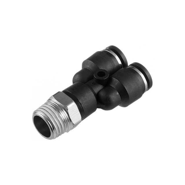 З'єднання цангове Y-подібне для поліуретанових та ін. шлангів 6*6 мм, 1/4“ зовн. різьба INTERTOOL PT-2376, фото 1