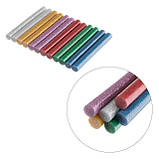 Комплект кольорових перламутрових клейових стрижнів 11.2 мм*100мм, 12шт INTERTOOL RT-1029, фото 3