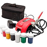 Аерограф електричний 12 Вт, 12 В, 10-15 л/хв., 0-2 Бар INTERTOOL DT-5001, фото 6