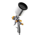 Фарбопульт пневматичний LVLP BRONZE професійний, верхній металевий бачок INTERTOOL PT-0135, фото 4