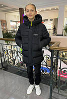 Куртка зимова для хлопчика підлітка на екопусі Gary Чорний (140-164 см) Nestta на зиму