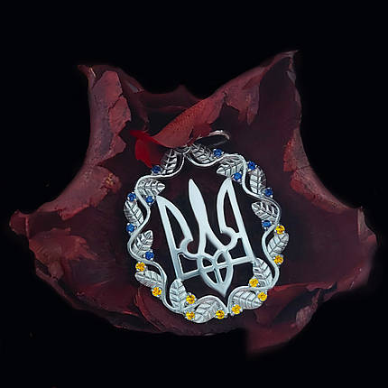 Герб України кулон з камінням, Тризуб, Тризубець, підвіска, амулет, фото 1